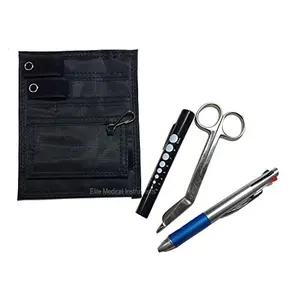 EMI Scrub Pocket Organizer Nurse Kit - Nylon Pocket Organizer Lister Bandage Scissor Penlight and Chart Pen