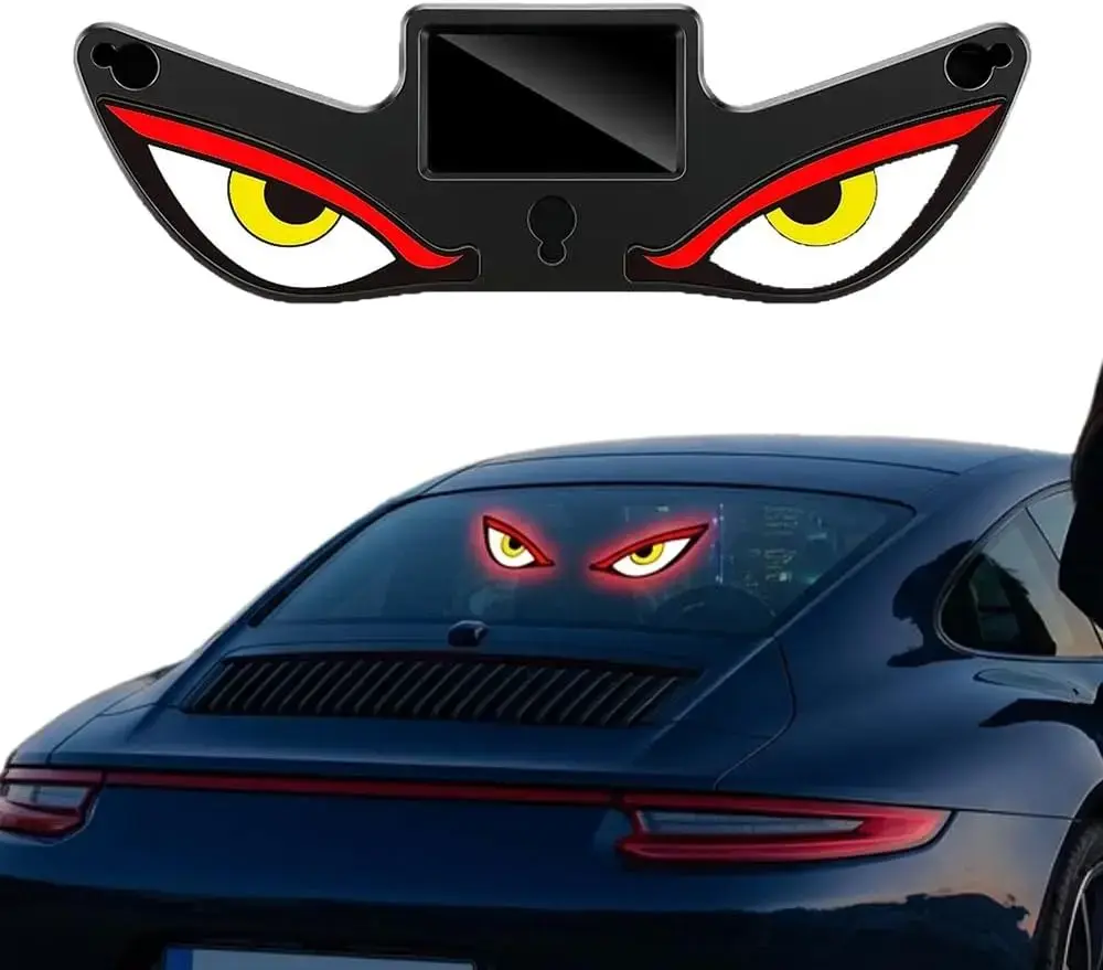 New Solar-Powered Dynamic Eye Car Windshield Ambient Lamp, USB-C Rechargeable with Vibration & Light Sensors, 5 Modes for Cars/Trucks