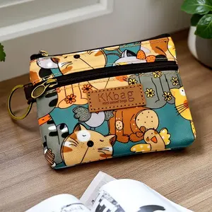 Cute Cartoon Animals Women's Wallet, Lightweight Zipper Purse, Small Coin Bag with Key Card Storage for Students