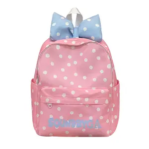 Fashionable polka dot multi-compartment backpack, cute bowknot girl's backpack, large-capacity student schoolbag