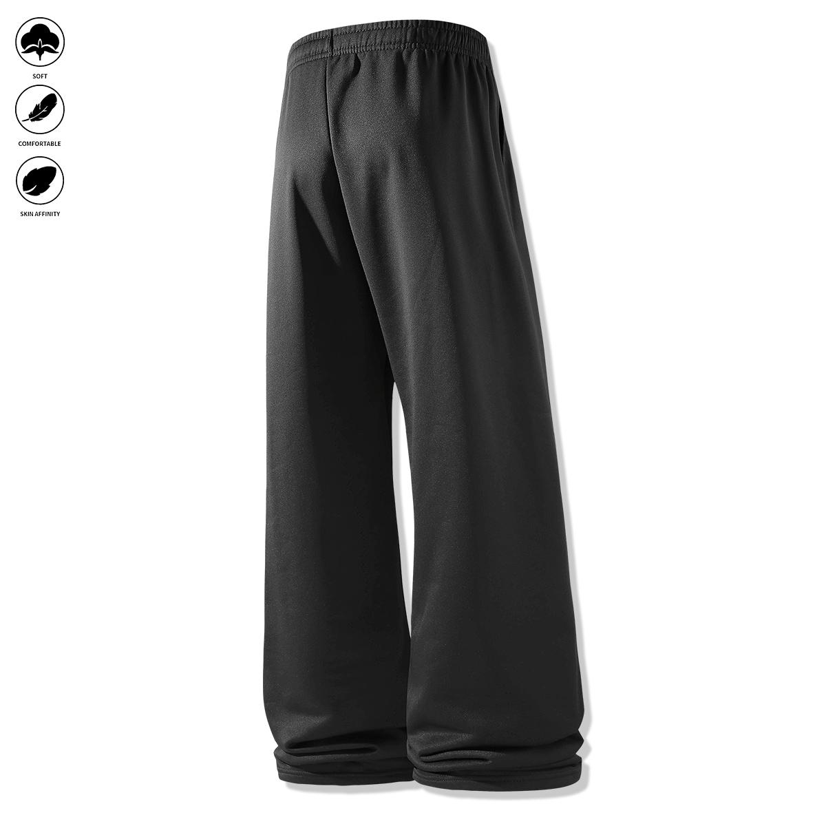 Men’s Lightweight Casual Jogger Pants, Loose Straight-Leg, Solid Color, Trendy Versatile Drawstring Long Pants