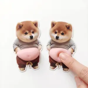 Kawaii 3D Shiba Inu Wall Sticker Crash Pad, Damage-Free Door Handle Bumper, Cute Anime Dog Silicone Wall Shield Bedroom Decor  Squishy Shiba Inu Stress Relief Toy Wall Sticker(2-Pack)