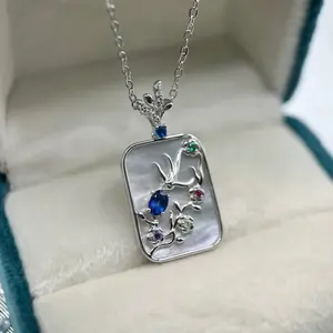Natural Blue Sapphire Necklace with S925 Sterling Silver/September Birthstone /Art Decor Sapphire Necklace /Gift for Her