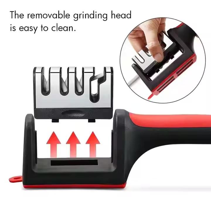 Professional 3-stage Knife Sharpening Tool With Soft Grip Handle Kitchen Knife Sharpeners Kitchen Knife Accessories Steel Stainless
