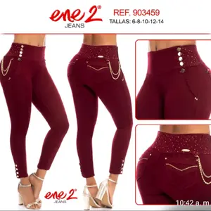ene2 Jeans Colombianos Originales High-Quality REF 903459 Tallas 6 Maroon Color with Decorative Buttons R 903459 (b15)