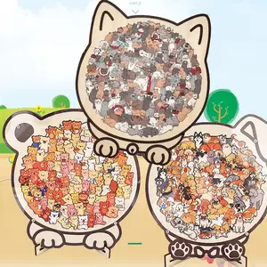 TOOUEE 1 PC Colored Shaped Wooden Jigsaw Puzzle, Cats/Dogs/Beas Shaped Wooden Puzzle, Unique Animal Shape Wood Puzzle, Creative Gifts for Cats Lovers, Home Decor,Valentine's Day Gif