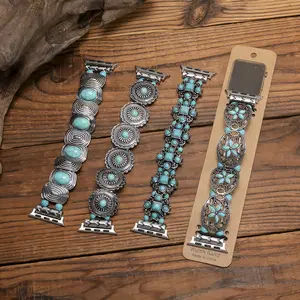 Compatible Smart Watch Band Apple iWatch Apple Band Alloy Turquoise Decoration Unisex