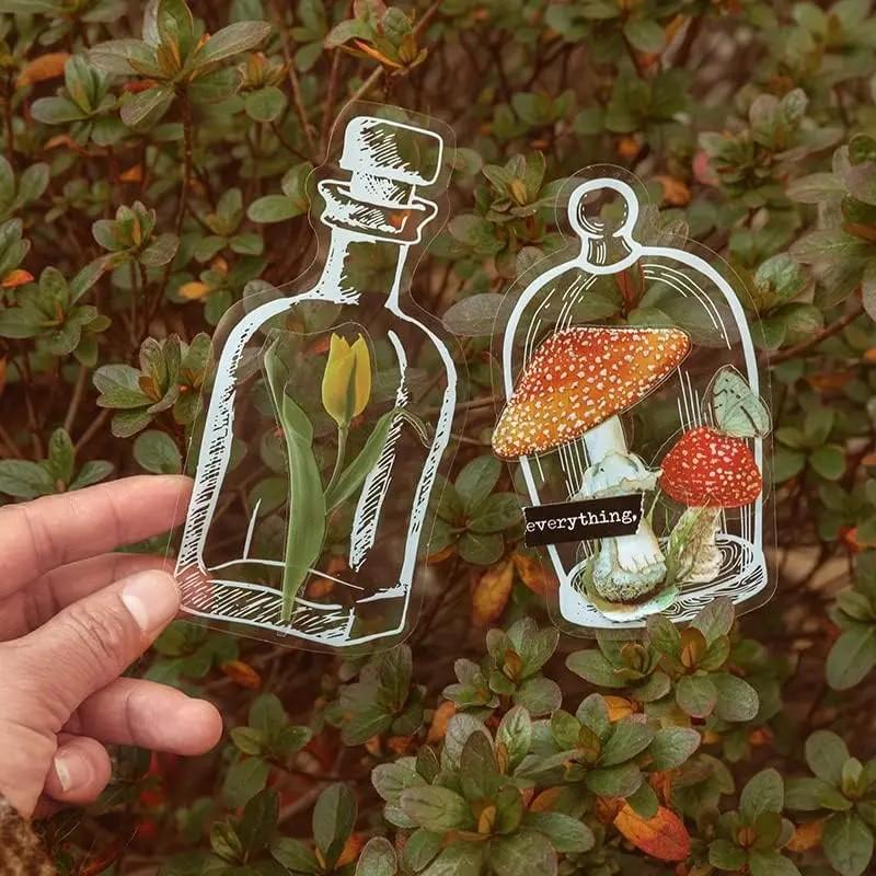 20PC DIY Bookmark Making Kit, Transparent Plant Specimen Stickers, Dried Flower Labels for Glass Bottle Crafts