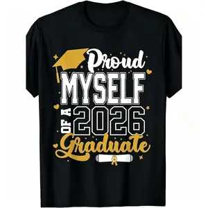 Class of 2026 Graduate T-Shirt - Proud myself of a 2026 Senior, Unisex Short-Sleeve Shirt with 2025-2027 Graduation Design, Round Neck for  Parties & & Gown Events