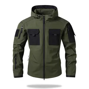 Spring and Autumn Retro Men's Tactical Tooling Jacket Outdoor Windproof Wear-resistant Fleece coat for Mountaineering and Rock Climbing