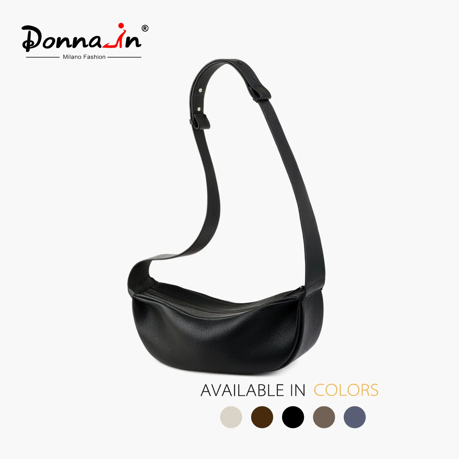 DONNAIN Women's Genuine Leather Crescent Crossbody Sling Bag - Minimalist Design, Adjustable Shoulder Strap, Delicate Texture, Multiple Colors, 2026 Trendy Style, Suitable for Casual/Commuting, Ideal for Minimalist Outfits
