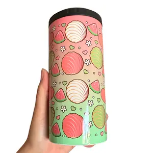 Watermelon Concha 4in1 Can & Bottle Cooler/ 16oz Tumbler. Built-In Bottle Opener. Comes With Clear Lid and Straw.