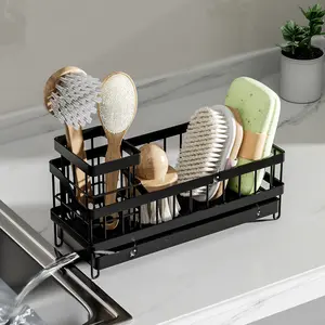 Sink storage box, kitchen countertop, black dishwashing sponge holder, instant dry brush holder, essential for kitchen storage and decoration Basket Bowl