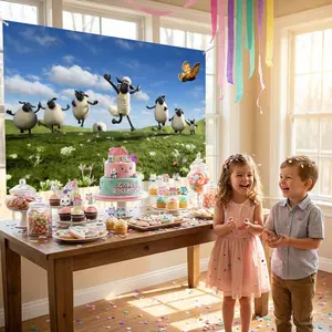 SShaun the sheep Flags European Simple Design Horizontal Banner | High-Density Knitted Polyester Fabric | All-Weather Durable for Indoor & Outdoor | Vivid Color Fastness