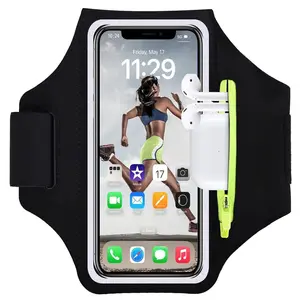 Running Armband, Active Sports Phone Holder for iPhone Galaxy, Fitness Workout Armband Protective Case with Earphones Pocket & Card Slot, Phone Accessories for Training, Jogging Equipment, Trail Running