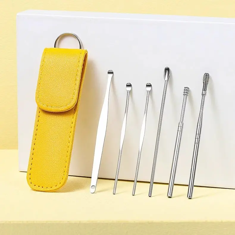 Portable Ear Pick Set with Leather Pouch, Multi-Type Ear Wax Remover Tools for Ear Care