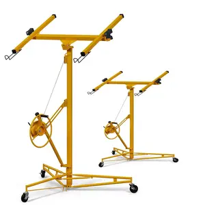 16FT Drywall Lifter Sheetrock Lift,Drywall Rolling Lifter Panel,150LBS Heavy Duty Sheetrock Lift,Drywall Lifter Panel Hoist Jack with 360° Adjustable Telescopic Arm & 3 Lockable Wheels