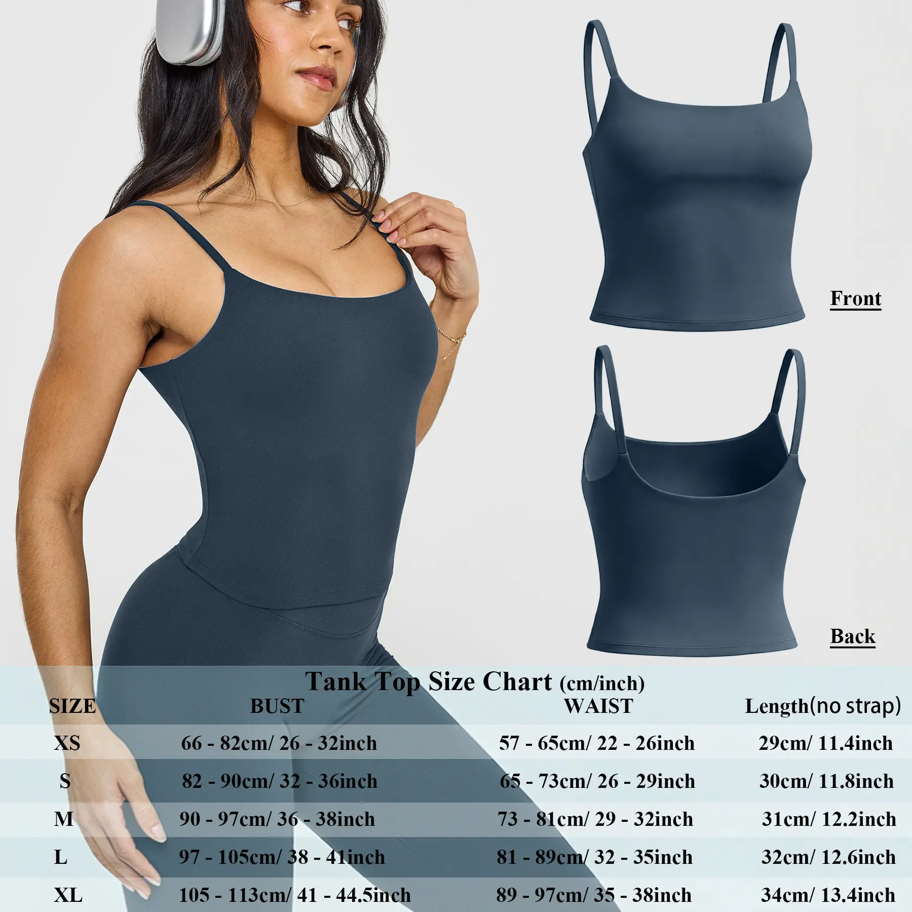 Dark Blue Strappy Tank Top