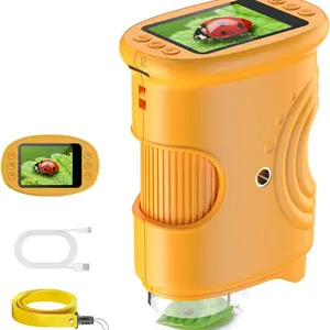 Kids Pocket Microscope Kit - 200MP Sensor, 2.0" IPS Screen, HD Imaging, STEM Educational Science Toy for Outdoor Exploration, Ideal Gift for Ages 5-12