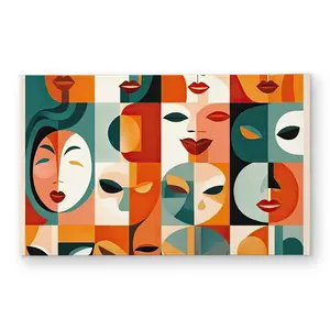 212 MAIN CODM2134Q0GNMB Yellow Women's Faces Door Mat, 21x34 in., Indoor & Outdoor Use, Home Decor Rugs