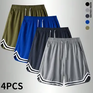 Men’s summer basketball shorts, 4-piece set, American style, loose casual fit, knee-length, breathable and comfortable, suitable for sports, running, and fitness. Men's Summer Clothing,summervibes