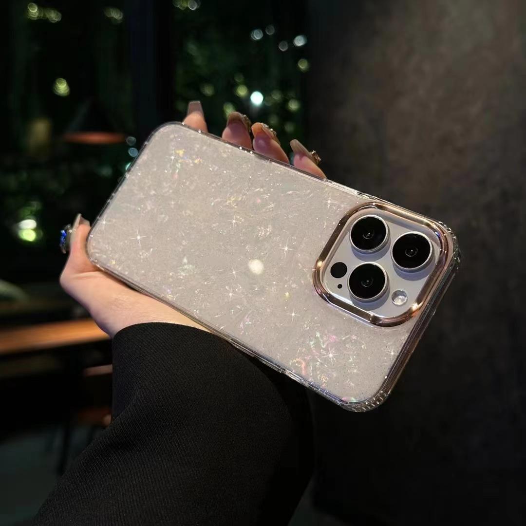 Phone Case: Glitter Shell Pattern Compatible with iPhone 17 Pro Max Case Starry Sky Apple 16/15/14/13 Goddess Protective Cover Shockproof