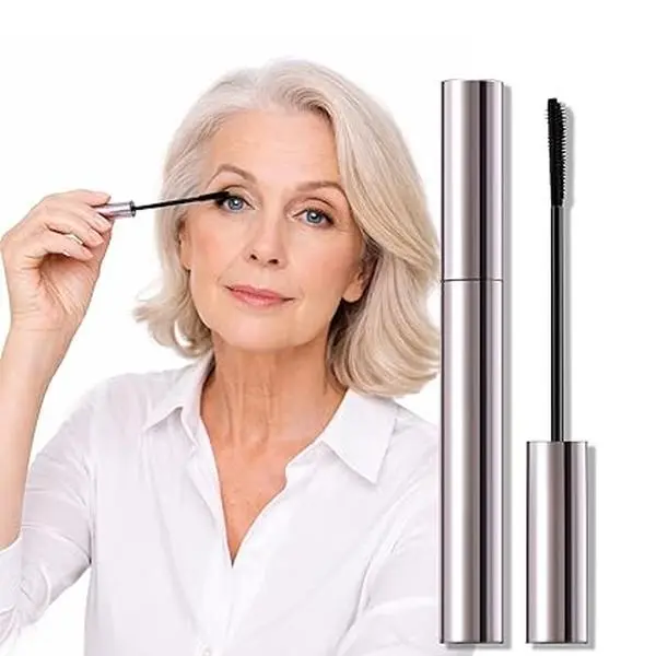 Mascara for Older Women 60 Plus, Lengthening & Volumizing for Thinning Lashes - Smudge-Proof, Flake-Free Black - Slim Micro-Brush for Hooded Eyes & Warm Water Removal