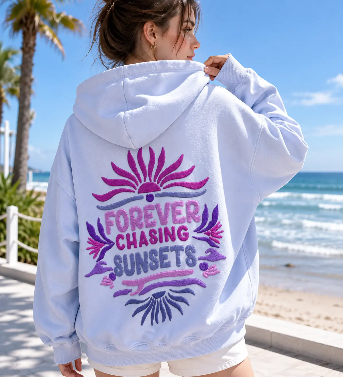 FOREVER CHASING SUNSETS SURF PURPLE BO HOODIE