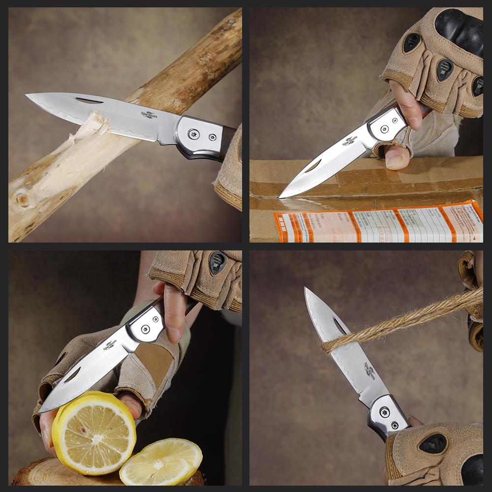 Three-in-one steel solid wood folding knife, high hardness outdoor pocket knife TS40