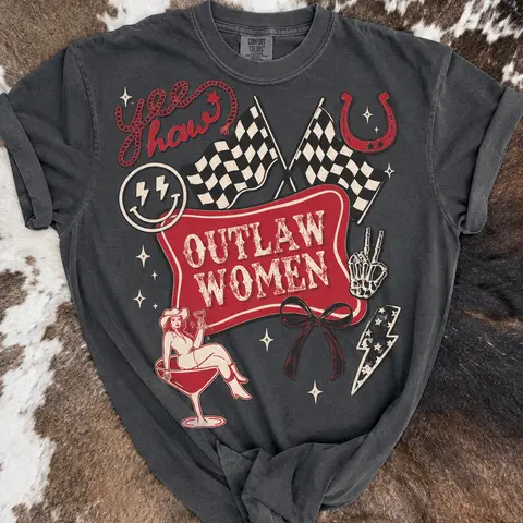 Outlaw Women Comfort Colors Tee – Vintage Western Graphic T-Shirt