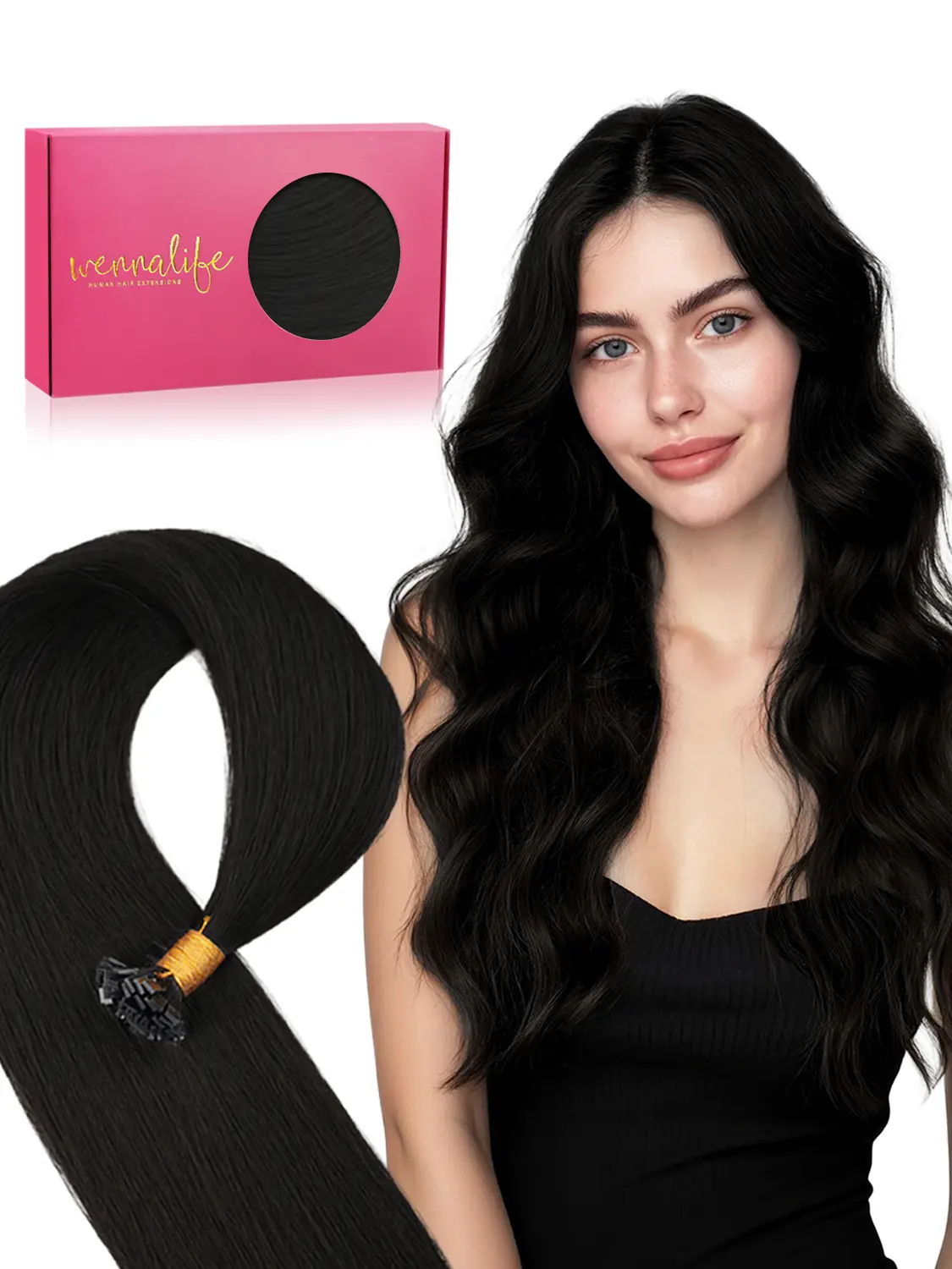 WENNALlFE Mini Flat Tip Hair Extensions K Tip Hair Extensions Human Hair, Keratin Extensions 50g 63s-125s/Pack 14-24Inch Remy Hair Seamless and Invisible From Black to Blonde & Balayage Shades De Cabello