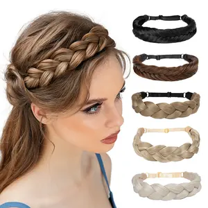 Adjustable Braided Headband, Natural Heat Resistant Fiber Headwear for Women, Hair Accessories, Fall Gifts  Hair Accessories Braided Fish Braid Handmade Three-Strand Braid Hair