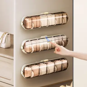 2 PCS Wall-Mounted Dustproof Underwear & Sock Storage Box, No-Drill Closet Organizer, Transparent Bedroom Wardrobe Organizer for Bras