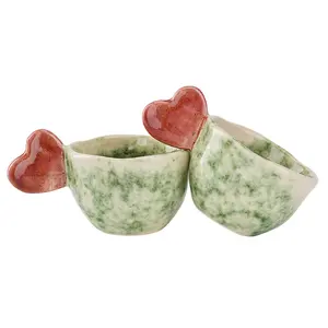 2PCS Handmade Ceramic Christmas Mug With Candy Cane Handle And Heart Accent, Cute Holiday Coffee And Hot Cocoa Cup, black friday sales 2025