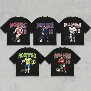 [Collection] Real Number 10 Shirt, Vintage Bootleg Football Graphic Tee for Madridistas, Mbappe Jude Modric Rodrygo Brahim Tshirt, Unisex Retro Soccer Player Oversized Top, Men Women Sportswear, WC 2026 Soccer Merch Gift