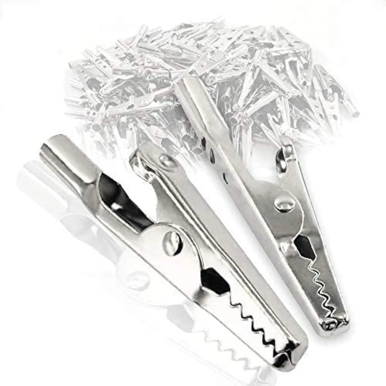 25 Pcs 51mm Metal Alligator Clips – Nickel Plated Crocodile Clip Spring Clamps, Durable Silver Tone Test Line Clips for Electrical Work, Laboratory Testing, DIY Projects, Cable Lead Connections, and General Purpose Wire Holding Applications