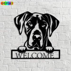 1pc Great Dane Welcome Metal Wall Art, Artistic Loyal Great Dane Statue Mural, Ideal Gift for New Year, Easter, Dog Decor Enthusiasts,  Perfect for Entryway Wall & Garden Fence, Charming Outdoor & Indoor Decor