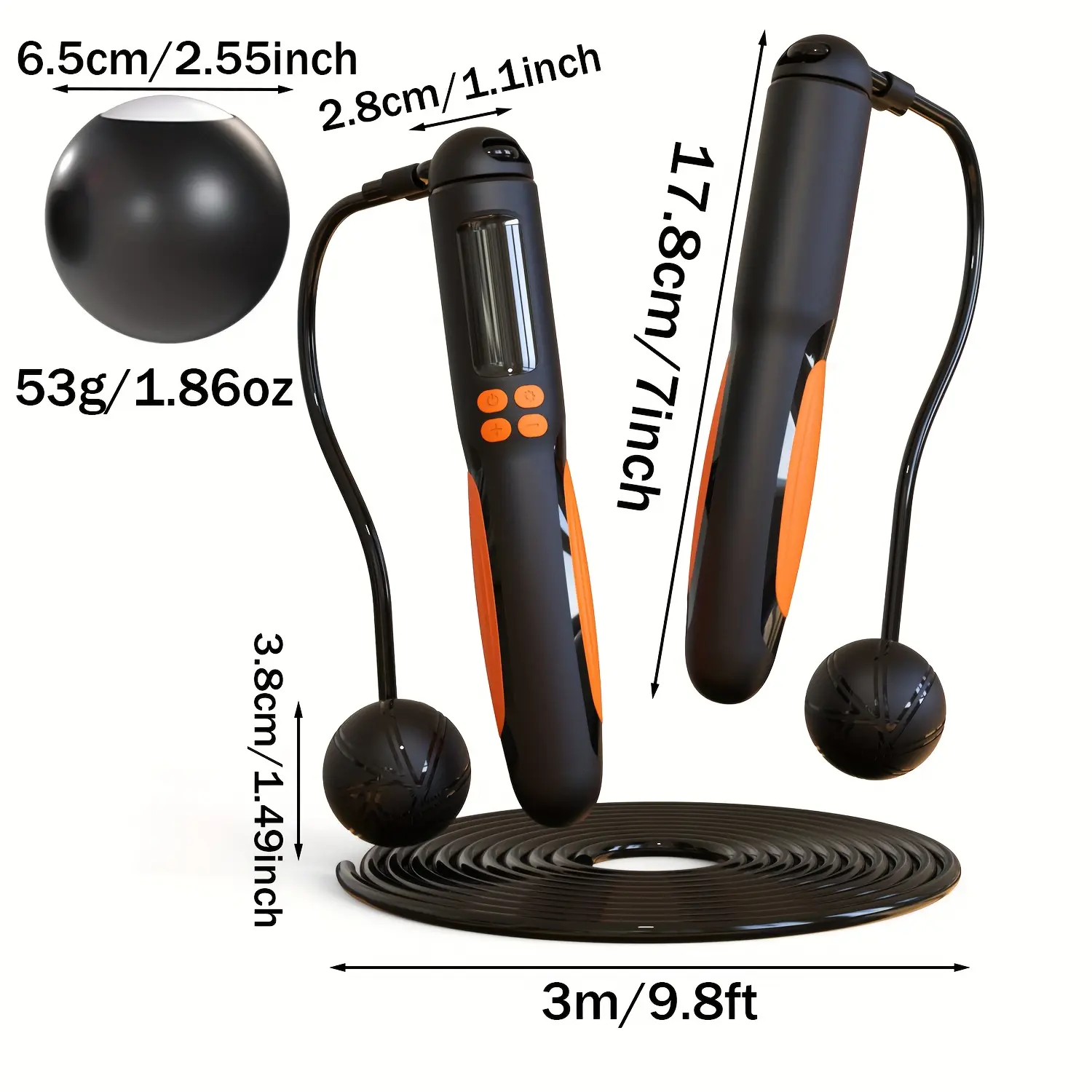 Gym Equipment - Sport Jump Rope - USB Rechargeable - LED Display - Jump Rope with Counting - Wireless Fitness Jump Rope with Calorie Counter - Suitable for Indoor and Outdoor - Speed Training - Aerobic Exercise