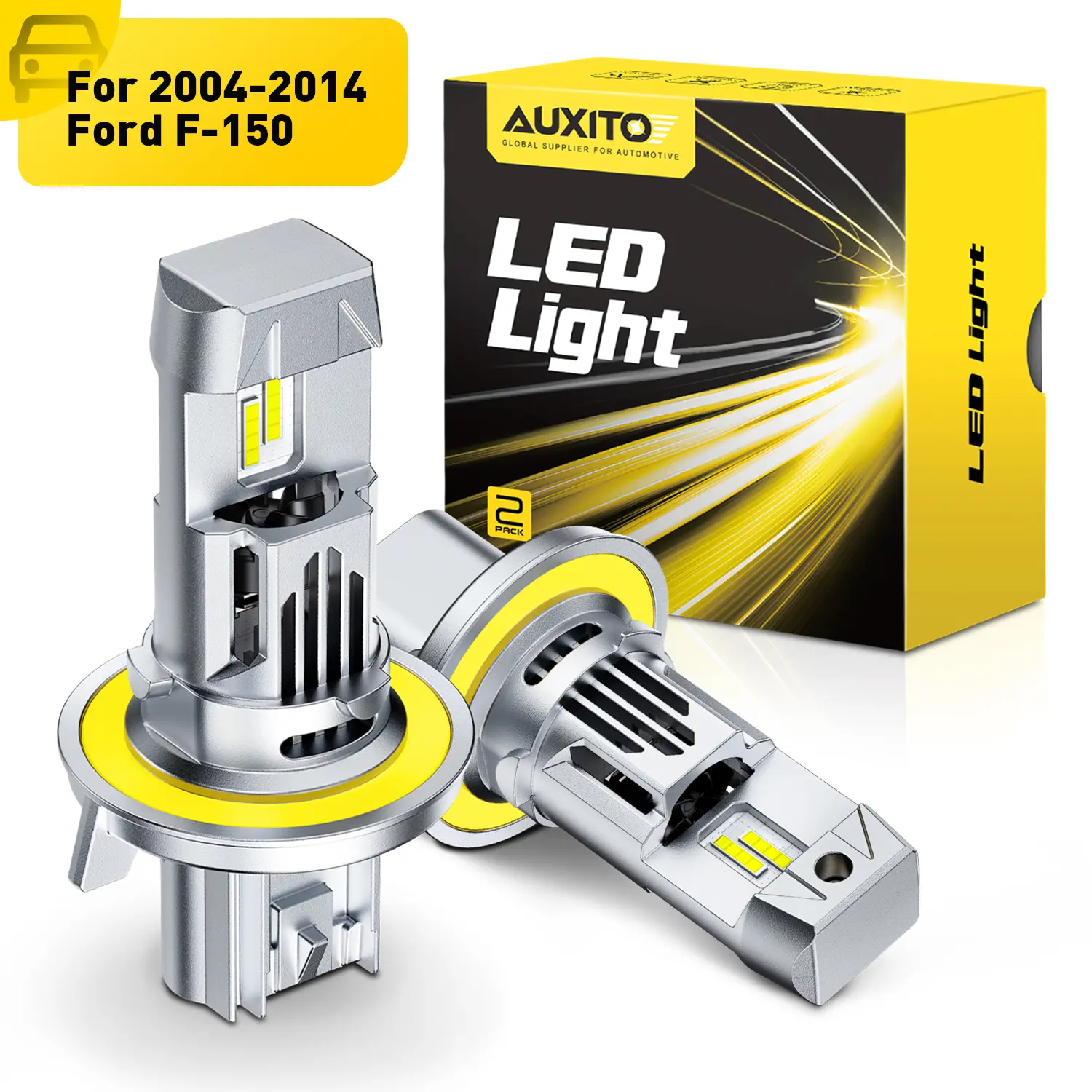 For 2004-2014 Ford F150 LED Headlight Bulbs-H13/9008 High/Low Beam LED Bulbs, 48000LM 6500K Cool White 800% Brighter,60,000Hrs Long Service Life with 20000RPM Cooling Fans,CANBUS Ready,No Flickering,Pack of 2
