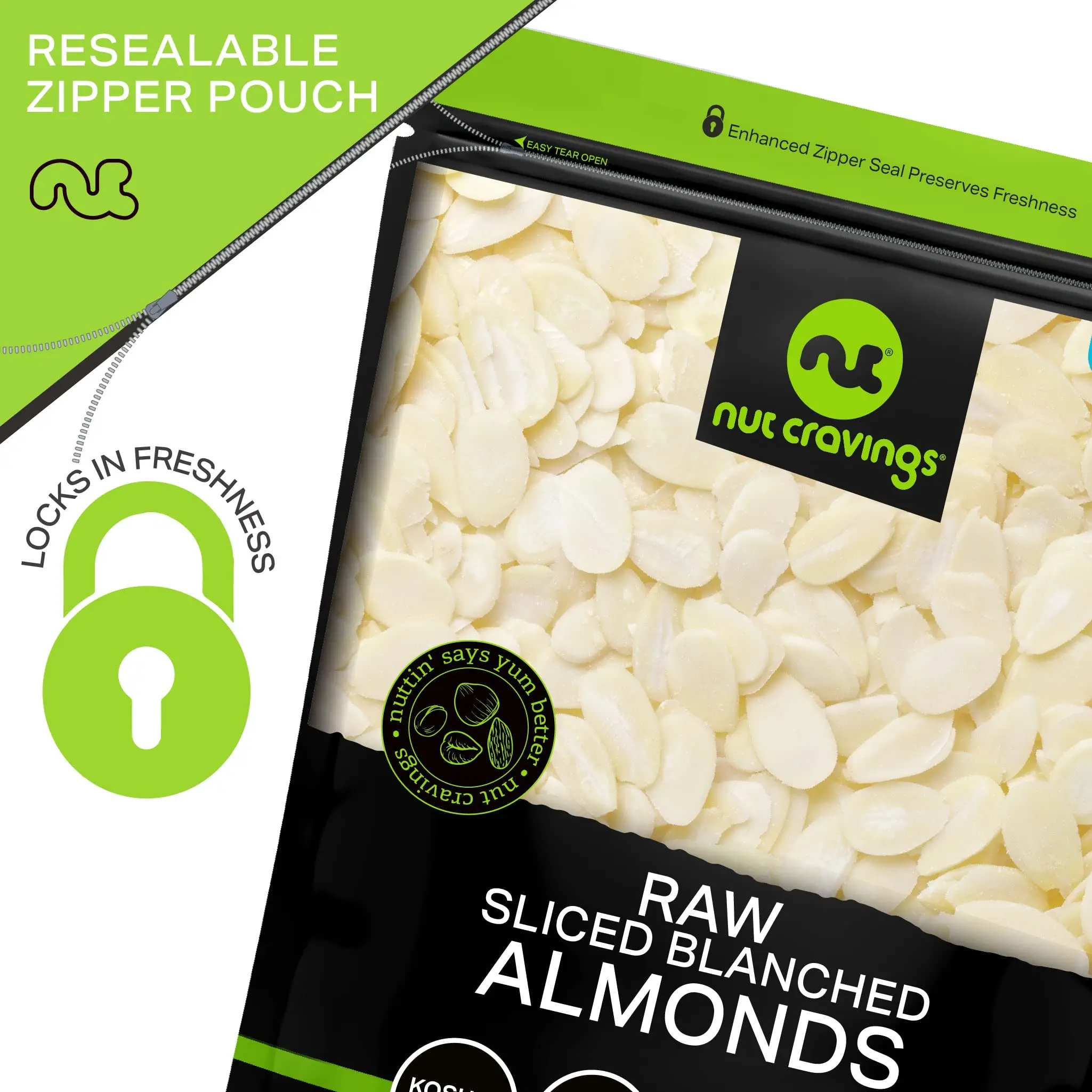 NUT CRAVINGS Fresh Bulk Raw Nuts in Resealable Bag (Multiple Varieties & Sizes) -  Fresh Bulk Protein Snacks - Healthy & Crunchy - US Origin