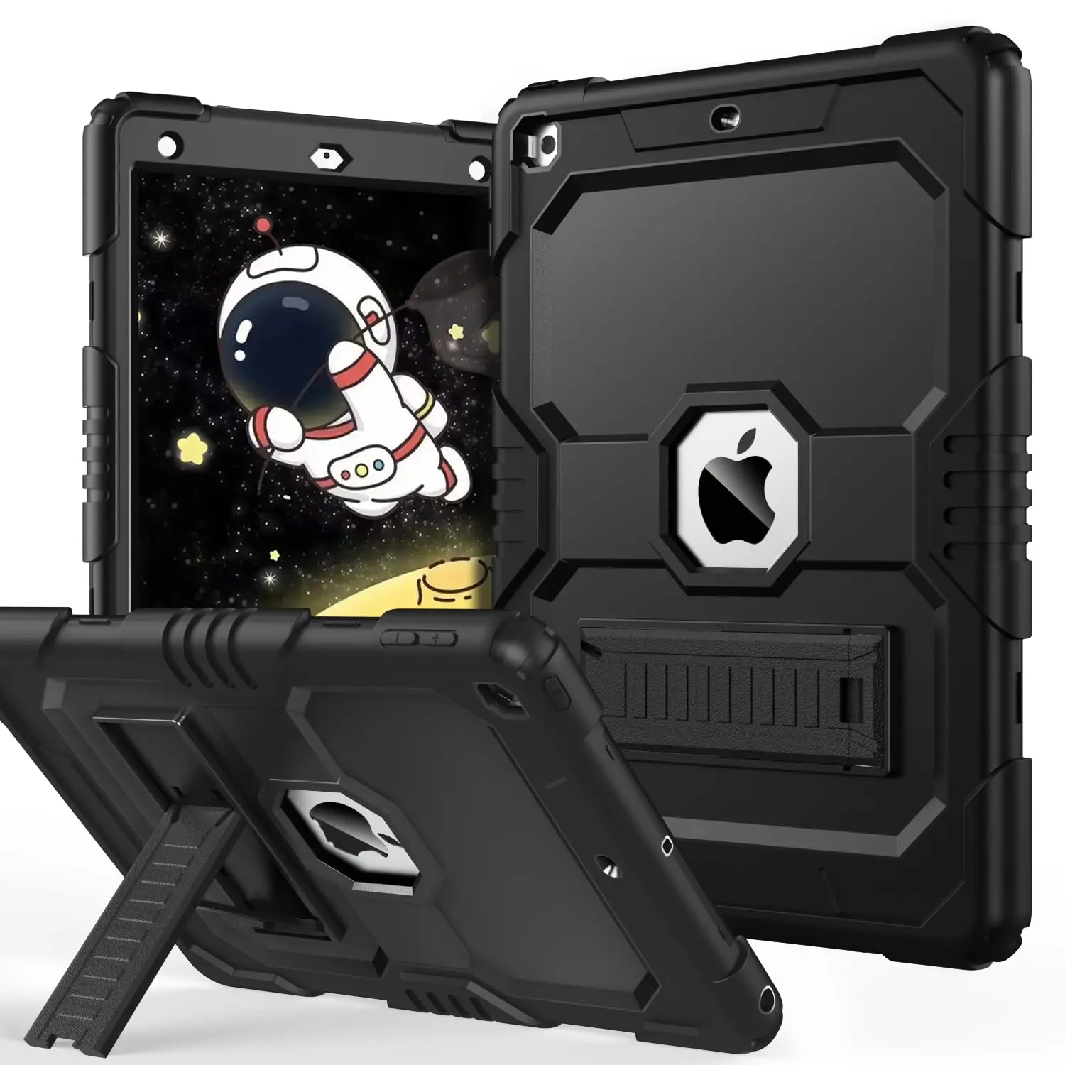 Case For Ipad 9th/ 8th/ 7th Generation (2021/2020/2019)  Heavy Duty 10.2 Inch Shockproof Rugged Protective Cover With Built-in Stand Hard 9 8 7 Gen Cases Black