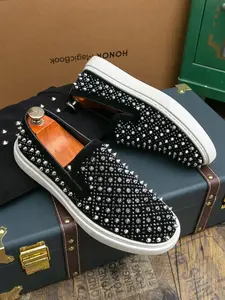 Men's Fashion PU Leather Slip-On Shoes, Plain Pattern, All Seasons, Rubber Sole, Business Casual, Nightclub, Driving, Daily Wear