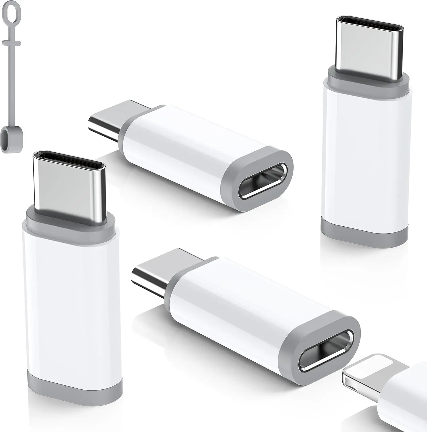 4 Pack Lightning to USB C Adapter for iPhone 17 Air 16 16e 15 Pro Max Plus, iPad, Galaxy - NOT for Headphones/Microphone/OTG/iPencil, USB Type C to Lightning Adapter ONLY for Charging/Data Sync
