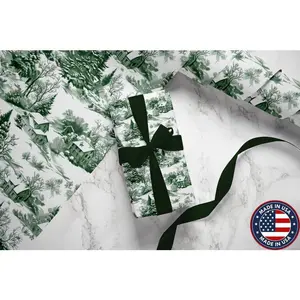 Green Toile Gift Wrap: Vintage French Holiday Wrapping Paper