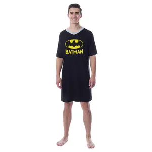 DC Comics Batman Mens' Bat Symbol Icon Nightgown Sleep Pajama Shirt Costume Black