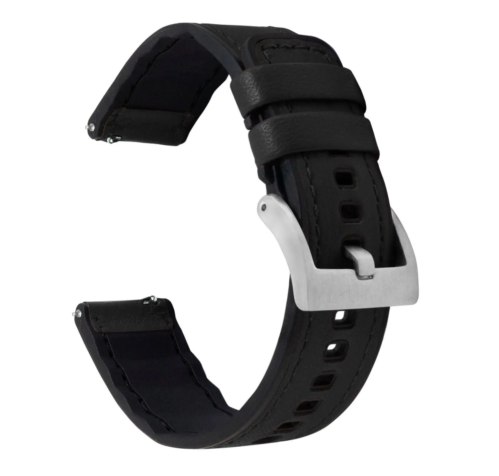 Coros Black Pittards Water Resistant Leather Silicone Base Watch Band
