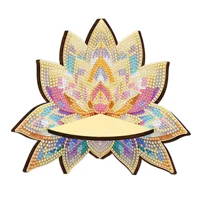 Beautiful Pattern Diamond Painting Wall Mounted Floating Shelf Diamond Painting Triangle Fan Shaped Rack for Kitchen Bedroom