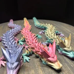 3D Printed articulated crystal dragon, fidget, figurine