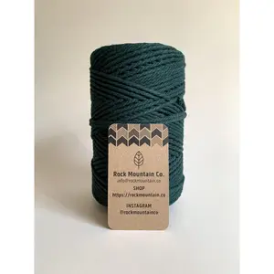 3mm 3 Ply Macrame Cord 3 Strand Twisted Cotton Craft Rope - Dark Green Fiber Art String