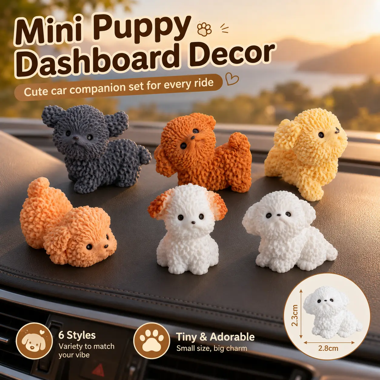 6PCS Mini Resin Animals Variety Pack Tiny Resin Animal Figurines | Miniature Animals Figures to Hide  for Fairytale Garden, Eco Bottle DIY Projects, Birthday Cakes, Car Accessories, Home/Office Decoration